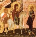 detail van 000.08538 : Geboorte van Jezus, paneelikoon, Noordrussisch, vroeg 16de eeuw, 53,5 x 47 cm