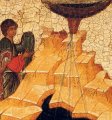detail van 999.00356 : Geboorte van Jezus , paneelikoon, Novgorod, ca.1475, 58,5 x 43,6 cm
