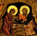 detail van 000.10056 : 
Geboorte van Jezus, paneelikoon, Roemeens, 18de eeuw, 24 x 31 cm