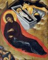 detail van 999.00387A : Geboorte van Jezus, paneelikoon, stijl Constantinopel, 1ste kwart van de 15de(?) eeuw, 65,7 x 63,5 cm