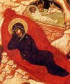 detail van 100.00161 : Geboorte Jezus, paneelikoon, Russisch, 16de eeuw, 44,5 x 36,5 cm