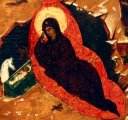 detail van 000.03607 : 
Geboorte van Jezus, paneelikoon, Russisch  Novgorod, 16de eeuw, 89 x 71 cm