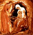 detail van 000.08379 : Geboorte van Jezus, Paneelikoon, Russisch, 17de eeuw, 24,5 x 22 cm