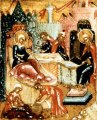 Geboorte van Johannes (detail van 000.07200 : Johannes-ikoon met vita, paneelikoon, Russisch (Palech), 19de eeuw, 39 x 32 cm