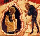 detail van 100.00161 : Geboorte van Jezus,  paneelikoon, Russisch, 16de eeuw, 44,5 x 36,5 cm