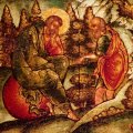 detail van 999.00381 : Geboorte van Jezus,  paneelikoon, Russisch (Jaroslavl), 17de eeuw