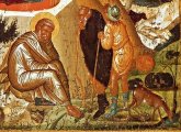 detail van : 999.00372 : Geboorte van Jezus, paneelikoon, (post-)Byzantijns, 1e helft 15(?)de eeuw, 52,5 x 40 cm