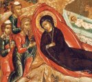 detail van 000.08040 : Geboorte van Jezus, paneelikoon, Russisch, 16de-17de eeuw, 73 x 51,5 cm