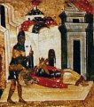 detail van 999.00876 : Vita van Johannes, Voorloper en Doper, paneelikoon, Russisch (Jaroslavl), 2de helft 16de eeuw, 124 x 102,3 cm