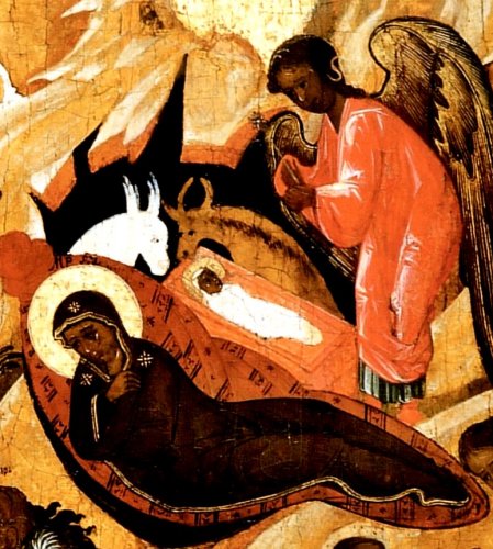 detail van 000.04204 : Geboorte van Jezus, paneelikoon, Russisch (Pskov), 16de eeuw, 56 x 46,5 cm
