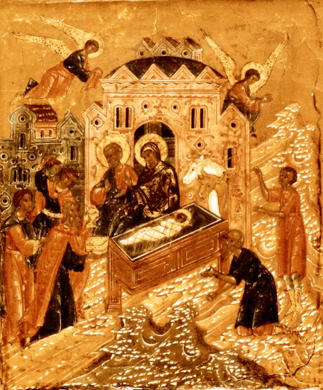 000.08659 : Geboorte en Aanbidding van Jezus, dubbelzijdige paneelikoon, Russisch, eind 17de eeuw, 52 x 40 cm