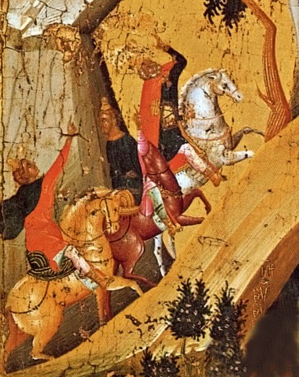 detail van 999.00372 : Geboorte van Jezus, paneelikoon, (post)-Byzantijns, 1ste helft 15de(?) eeuw, 52,5 x 40 cm