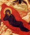 detail van 100.00161 : Geboorte Jezus, paneelikoon, Russisch, 16de eeuw, 44,5 x 36,5 cm